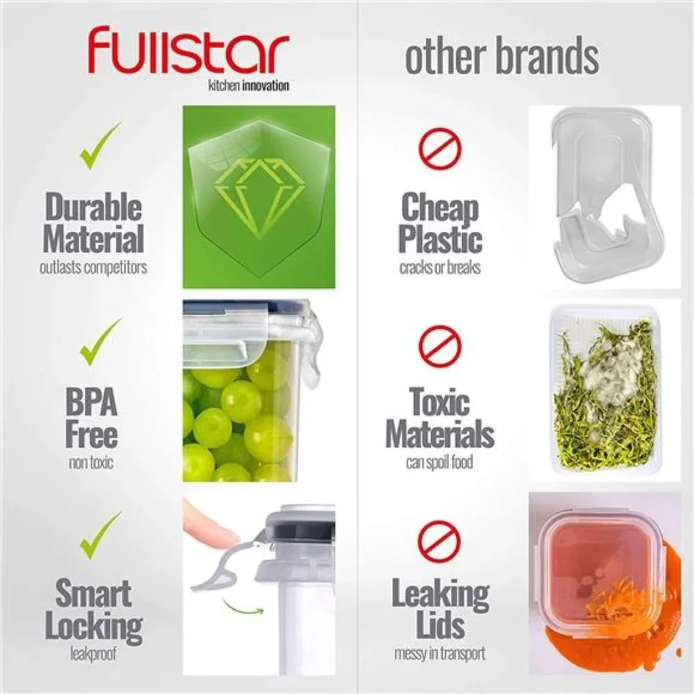 Food Storage Bins with Lids Airtight Includes Marker, Pen & Scoop (6 Pack)